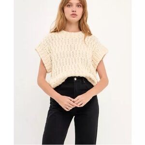 English Factory Cream Knit Sleeveless Top